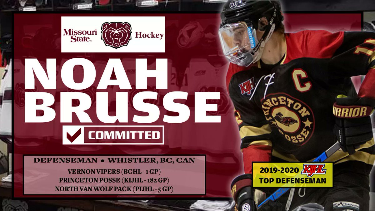 MOStateHockey's tweet photo. 🚨🚨 COMMITMENT ALERT 🚨🚨
Ice Bears fans, help us welcome to Springfield firmer KIJHL Top Defenseman from 2019-2020, Noah Brusse!
https://t.co/Z7HjXfgCwr https://t.co/TKy75FDUnL