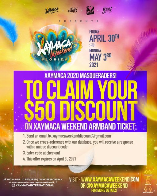 xaymacaintl's tweet photo. Registered XAYMACANS!
Claim your discount on a Xaymaca Weekend armband!

Follow the simple steps below. Offer only Valid till April 3!

#XaymacaWeekend https://t.co/oMLW0ZsmkN