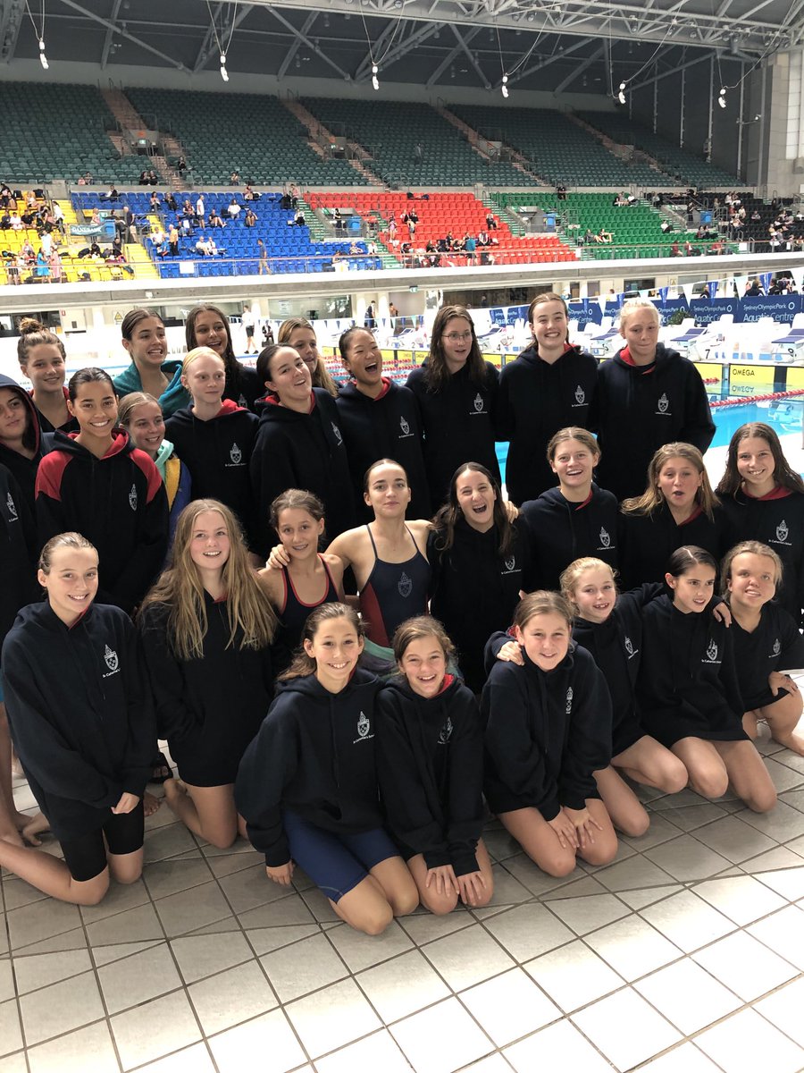 StCAcademic's tweet photo. The @StCatherinesSyd #IGSSA #swim and #dive team. The girls swam so well this morning. Looking forward to #finals success this afternoon. #teamwork #hardworkpaysoff @AYanitsas https://t.co/tfzCCWhFKx