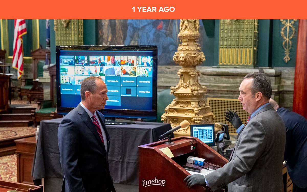 MeganMartin815's tweet photo. One year ago we made Senate history and maintained the continuity of our legislative operations with our remote participation in session. 🇺🇸 What a year.🙏🏻 #COVID19 https://t.co/EKD60dqZ7x