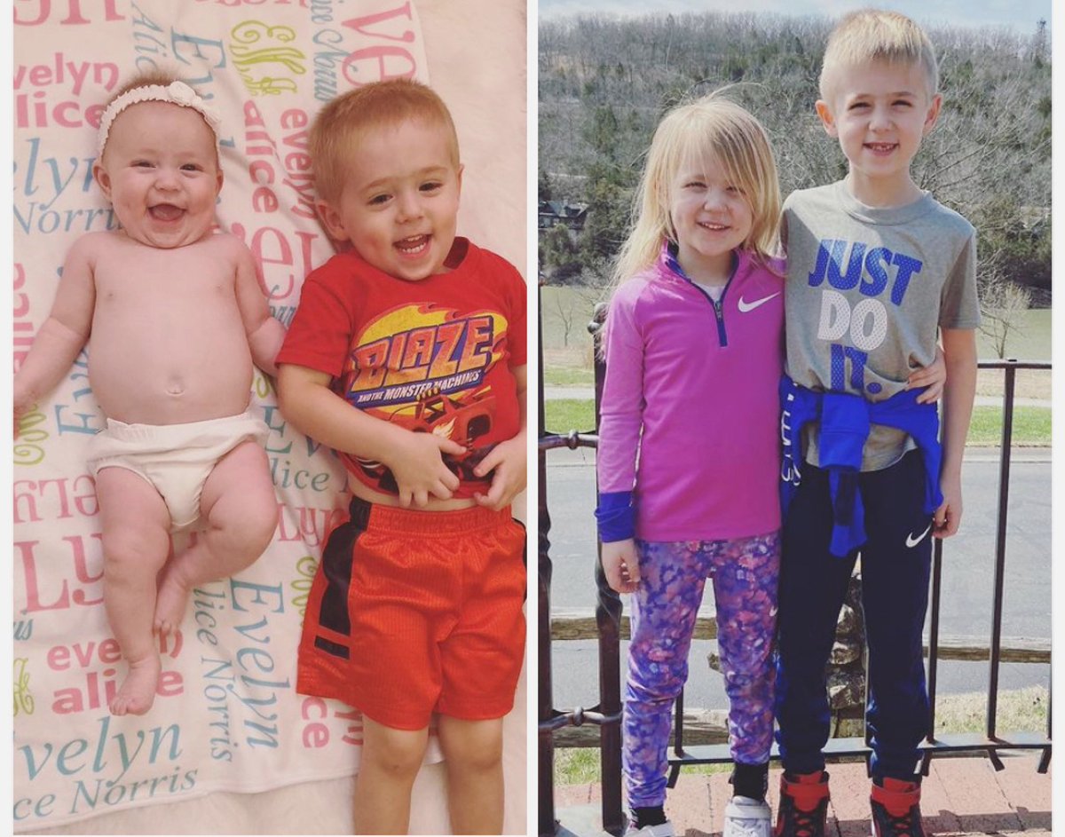 A photo of my kiddos from the week I was diagnosed vs now ... I love to see this change get more and more drastic as I get further from my D day. It reminds me of how thankful I am to have gotten to see all those days in between! #cancersurvivor