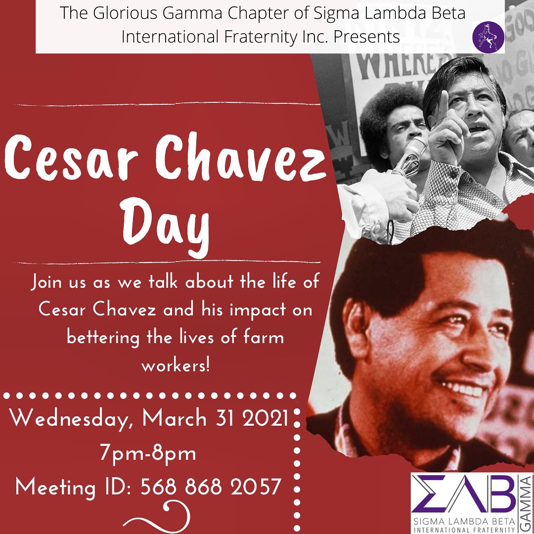 ISUBetas's tweet photo. The next event for Beta Week is...

Cesar Chavez Day👀🔥

Occurring Wednesday March 31st @7 PM‼️

Come learn how Cesar Chavez made a difference for workers. We hope to see you all there! https://t.co/I9cXg32NG4