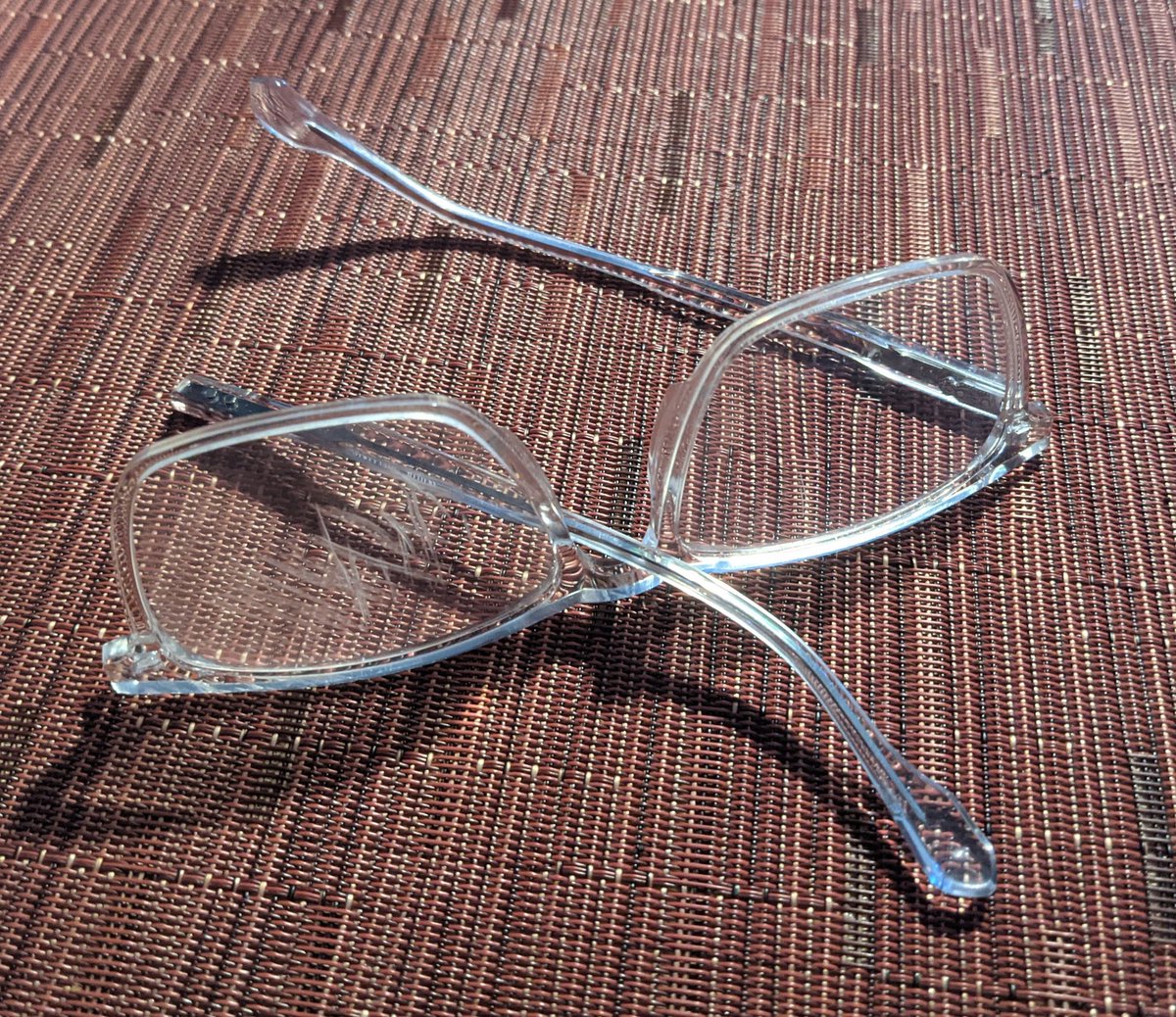 Expensive glasses broken in a cycling accident.
