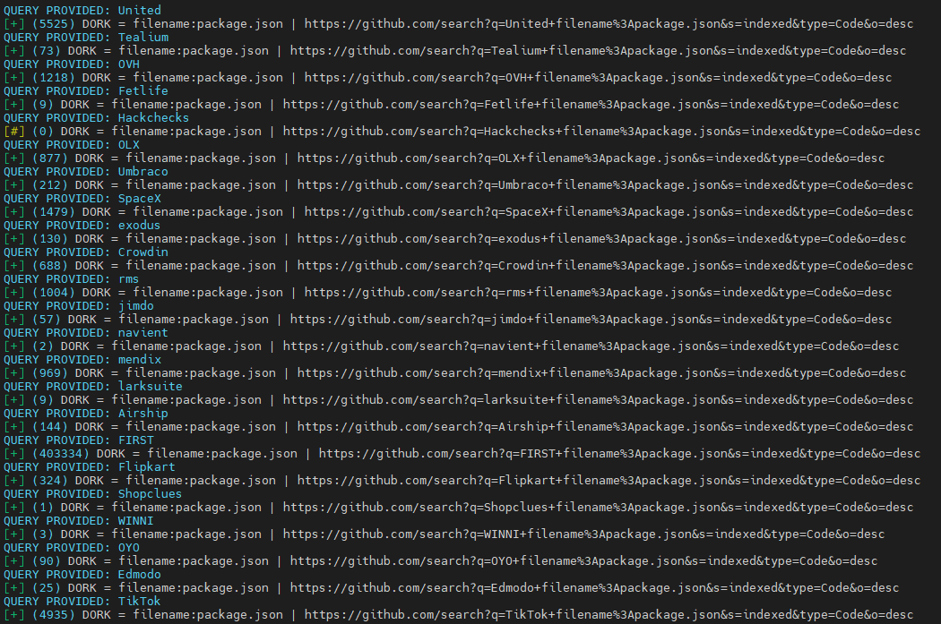 ofjaaah's tweet image. Performing recons in package.json. Congratulations 
@alxbrsn very insane this tactic, now I just have luck to find something.
xargs -a dom -I@ sh -c &apos;python3 GitDorker.py -tf token -q @ -d Dorks/package.json | anew files&apos;

#dependencyConfusion #bugbounty #bugbountytips