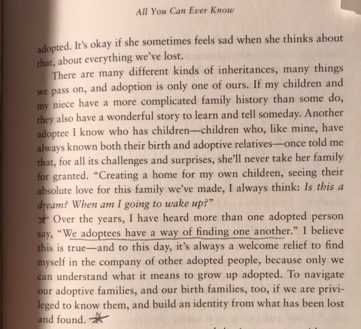 Camaryn4's tweet photo. Wow it took me forever to sit and focus to read @nicolesjchung “All You Can Ever Know” and wow. 😭🤧😭 so many emotions. Highly recommended 👍🏼!! My favorite is underlined. https://t.co/iv1Hcx56mO