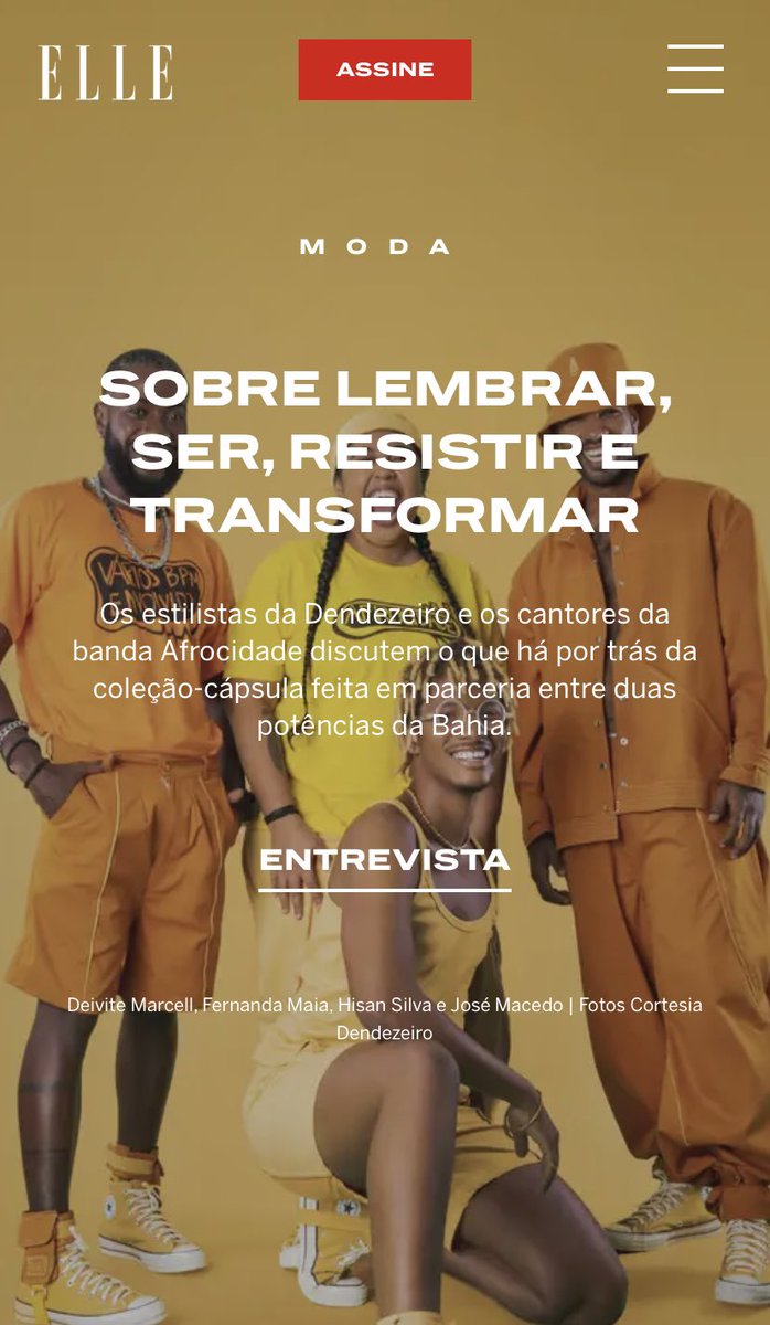 Matéria LINDA na <a href="/ellebrasil/">ELLE Brasil</a> da gente com <a href="/afrocidade/">Afrocidade</a> , falando um pouco da cena cultural baiana e nossas inspirações para a coleção! 

elle.com.br/moda/uma-conve…