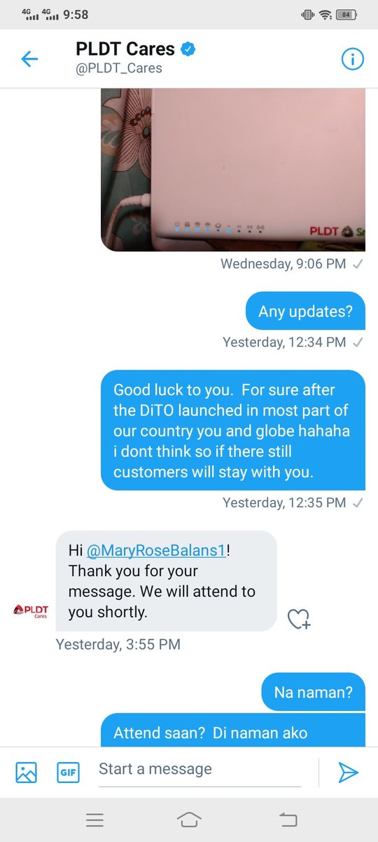 MaryRoseBalans1's tweet photo. @PLDTEnterprise 

Really?  Like ilang chats ba gusto nyo?  Puro kayo wait shortly. Ang shortly eh umabot ng taon?  Nakaka bweset. https://t.co/tS0ucKvRrk