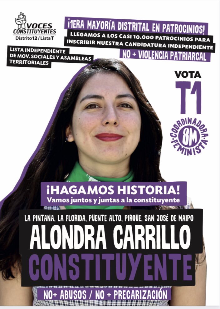 AlondraCVidal's tweet photo. Así como Paulina no sabía cómo encontrarme en la papeleta, es importante q aclaremos a todes nuestres amigues y vecines del #Distrito12 q somos la #ListaT, yo soy opción T1 la 1era en la papeleta. Somos hartas listas y se entiende q no esté fácil identificar. Hay q hacer correr. https://t.co/tdcWEbFSf6