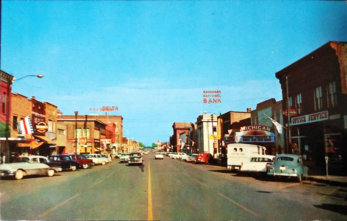 Postcard - Details about   Aerial View of the Downtown Business Section of Escanaba Michigan 
