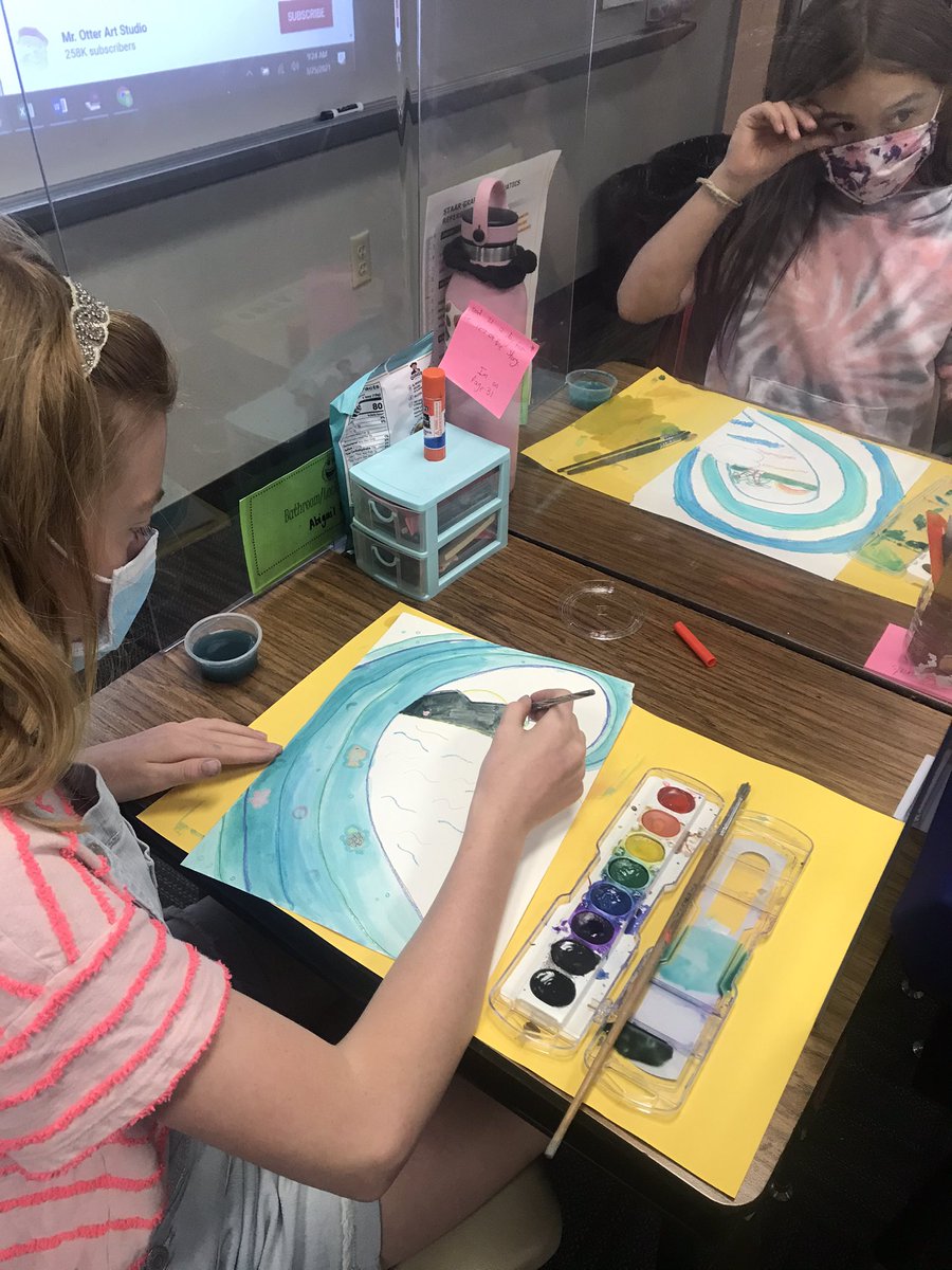 kovach_brittany's tweet photo. 5th grade did a great job experimenting with different watercolor techniques!  What a great way to start our day!  #nebbienation #watercolorart #nebbieART https://t.co/68XCNlhfJa