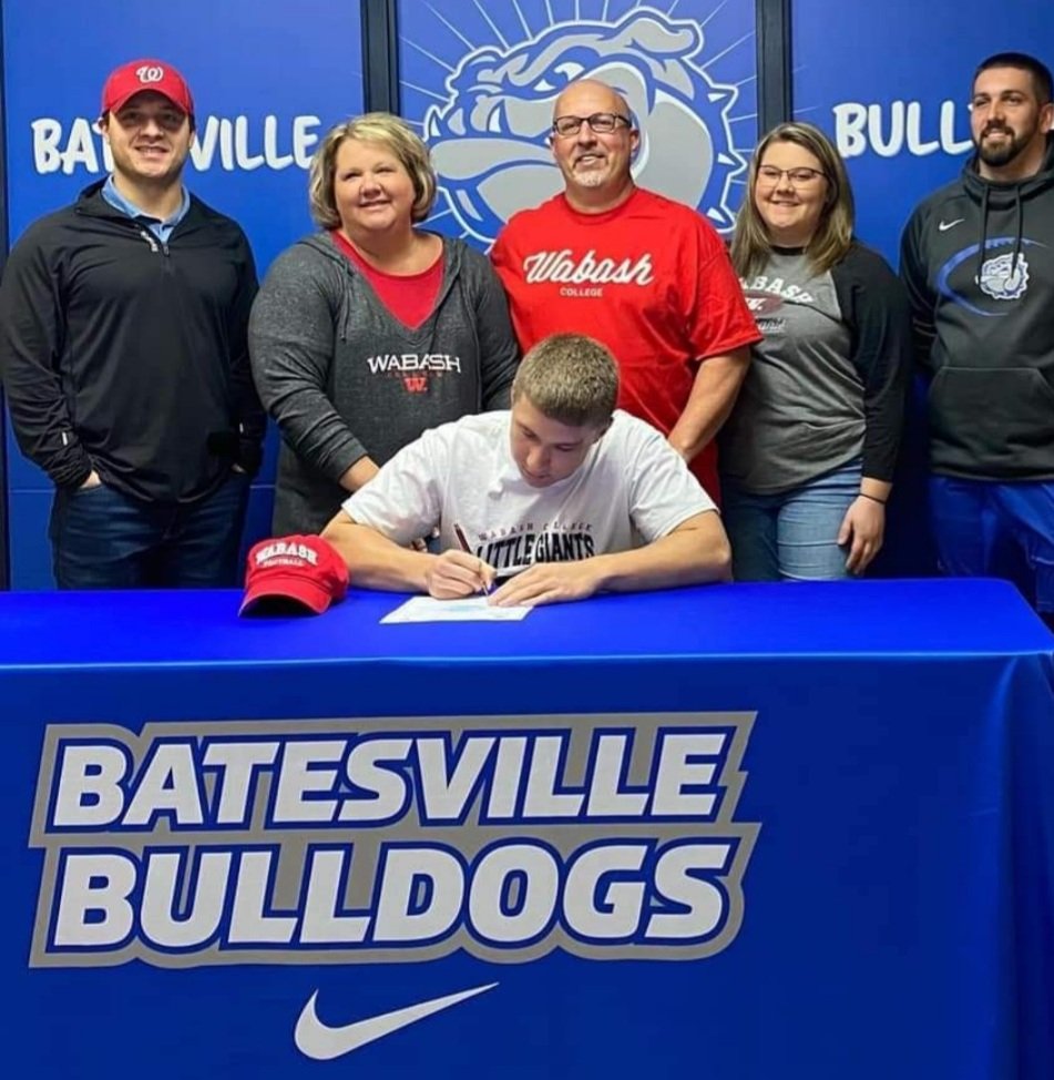BatesvilleFB's tweet photo. Congratulation to Ben Schebler on officially signing to continue his academic and playing career at Wabash College! Going to miss him on Friday nights but look forward to seeing him playing on Saturday afternoons!
@benny_scheb https://t.co/DF58i6kzSC