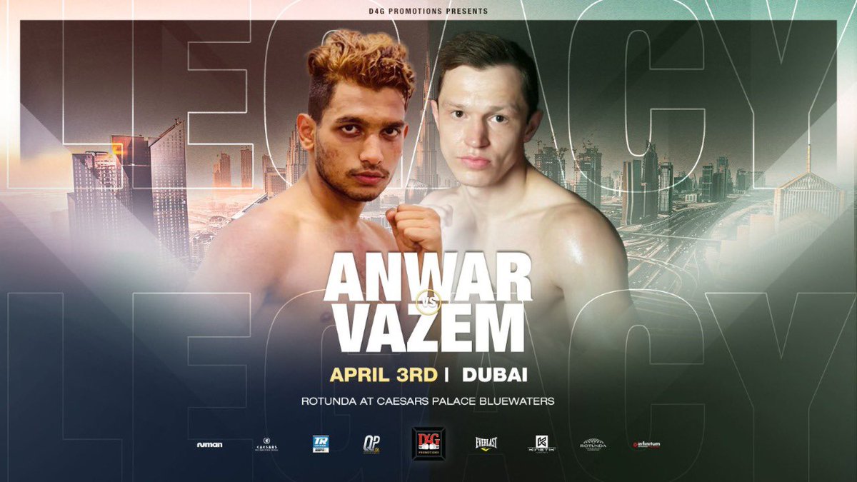 seddiqiboxing's tweet photo. EXCITING ADDITIONS π¦πͺ
Dubai-based prospects Faizan Anwar and Fahad Al Bloushi added to next week's #Legacy event.
More β© https://t.co/ObbVo9v998
Rotunda at Caesars Palace, Dubai | April 3
#FaizanAnwar #FahadAlBloushi #DubaiSports #UAEBoxing #Boxing https://t.co/wze5IbiB9J