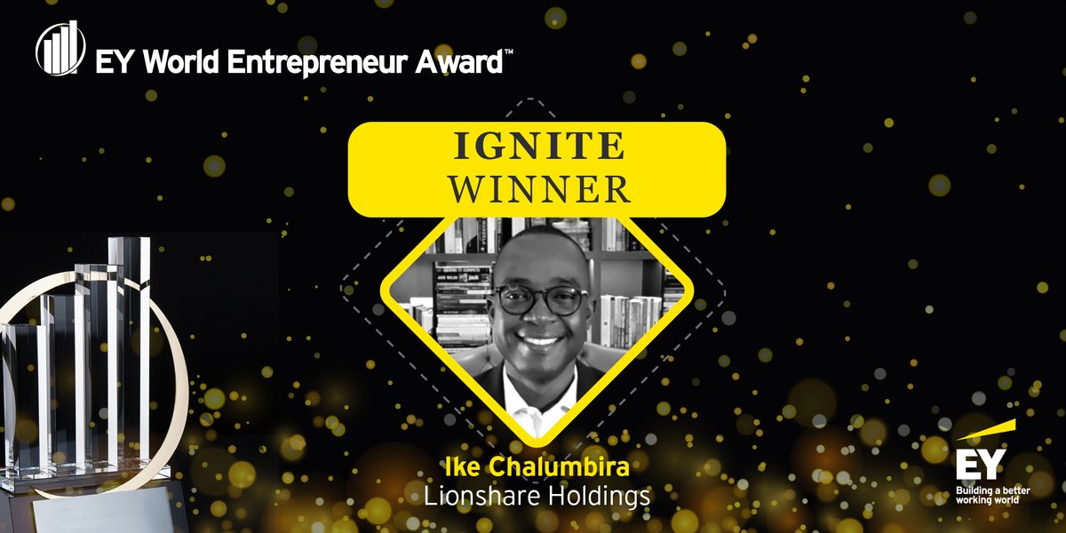 EY_Africa's tweet photo. IGNITE Category Winner -  congratulations to Ike Chalumbira, CEO, Lionshare Holdings! #EYAfricaWEA https://t.co/ihwJx4yhcQ