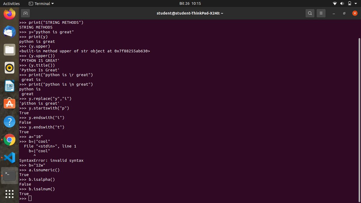 LoyceVelma's tweet image. Day 4/100  #Python 
#stringmethods
#codeHive2021 
#100DaysOfCode 
#GirlsWhoCode 
#pythonlearning