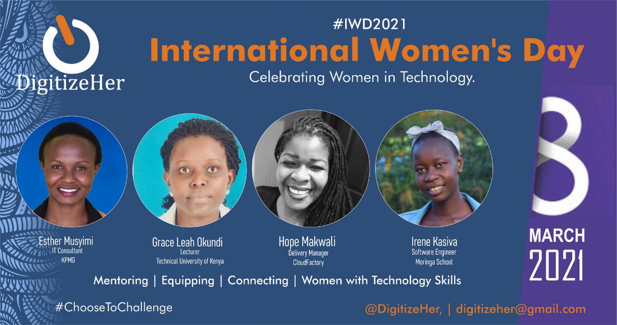 DigitizeHer's tweet photo. "Itβs so essential to surround yourself with individuals who are already where you want to be. Iron sharpens iron."
As we wrap up #IWD2021 we would love to celebrate our mentors for the great impact they create in our lives.
#DigitizeHer https://t.co/GrQy4owSMW