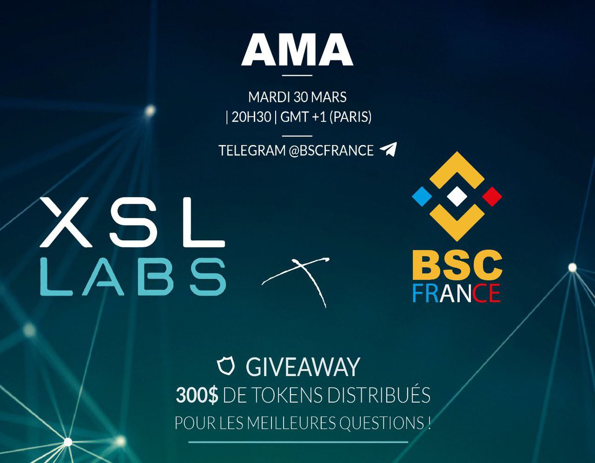 BNBChainFrance's tweet photo. 📢Nous aurons le plaisir d’accueillir @XSL_Labs pour un AMA Mardi 30 Mars à 20h30 (heure Paris) sur le channel telegram de BSC France :

https://t.co/Wvf3Kql9rU

Venez nombreux !

#BSC #BinanceSmartChain #BSCFrance #XSL_Labs https://t.co/GIztkfVcP3