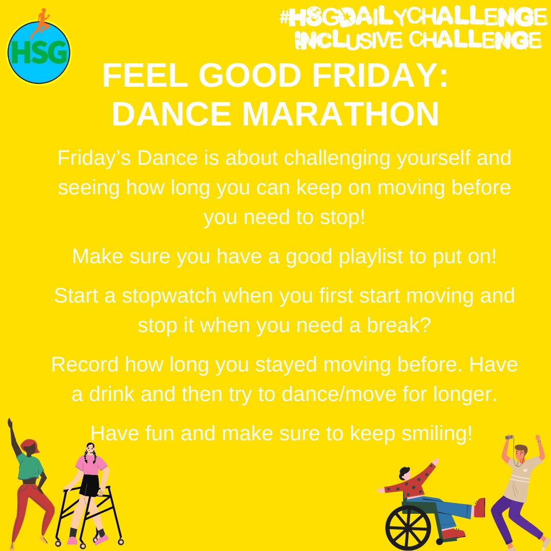Our inclusive challenge today is all about how long you can dance for! Find the playlist and off you go! #HSGDailyChallenge @EnergiseSchools @YourSchoolGames