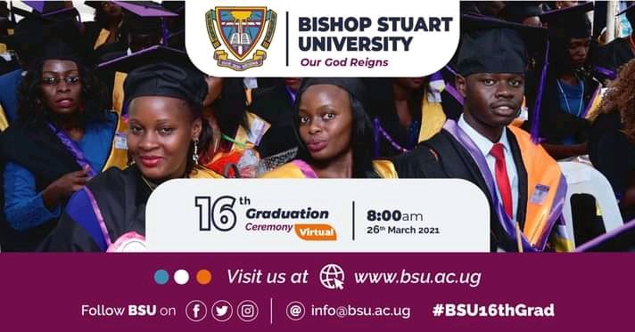 BoonaFm's tweet photo. UPDATE :🎓🎓 Bishop Stuart University 16th graduation ceremony
The University is currently holding its first-ever virtual graduation ceremony (16th Graduation Ceremony) at Igongo Cultural Centre .
#BSU16thGrad
#BoonaFmNews https://t.co/t0HsgDAyS1
