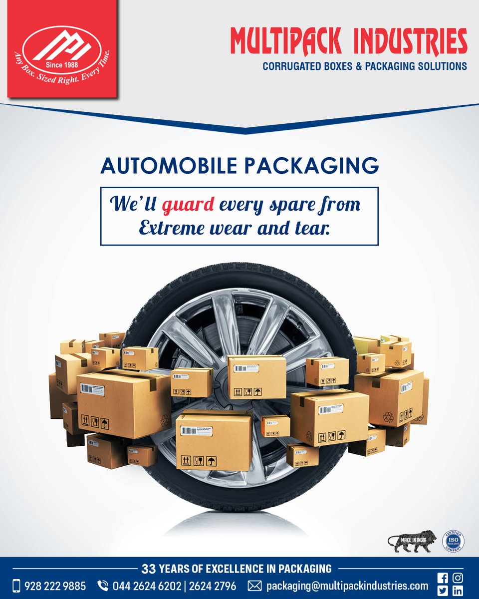 multipackind's tweet photo. Losing your automobile spares to damage during transport has got to be one of the more frustrating things to deal with. That’s why it is always advisable to use Automobile packaging from reputed packaging experts like Multipack Industries.
#multipackindustries #automobilepacking https://t.co/OwVSPdcB4i