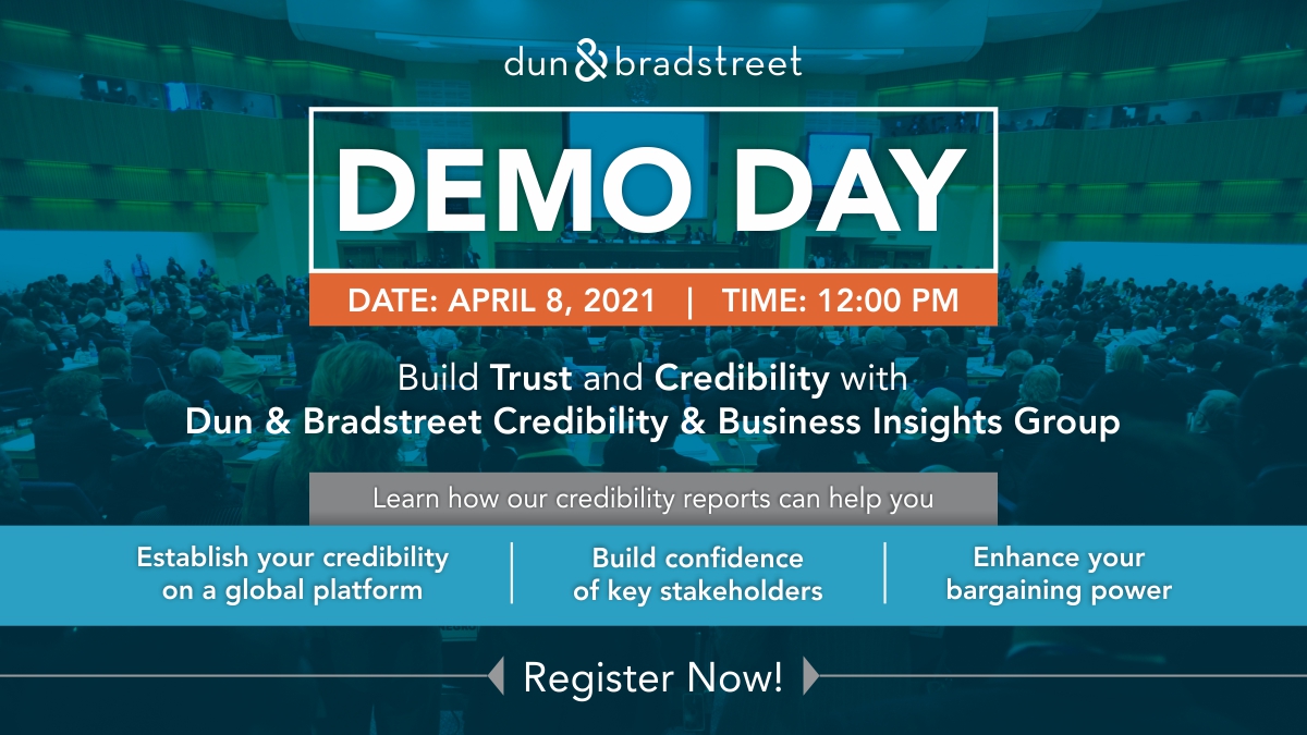DNB_India's tweet photo. Find out how Dun &amp; Bradstreet #Reports can act as a proactive tool for businesses to position their true picture to stakeholders globally

15 minute Product demos + 15 minute Q&amp;A

Date: April 8, 2021

Time: 12:00 PM IST

Sign up now - https://t.co/k98jRilo91

#GrowWithDNB #Data https://t.co/TQNK831Ybi