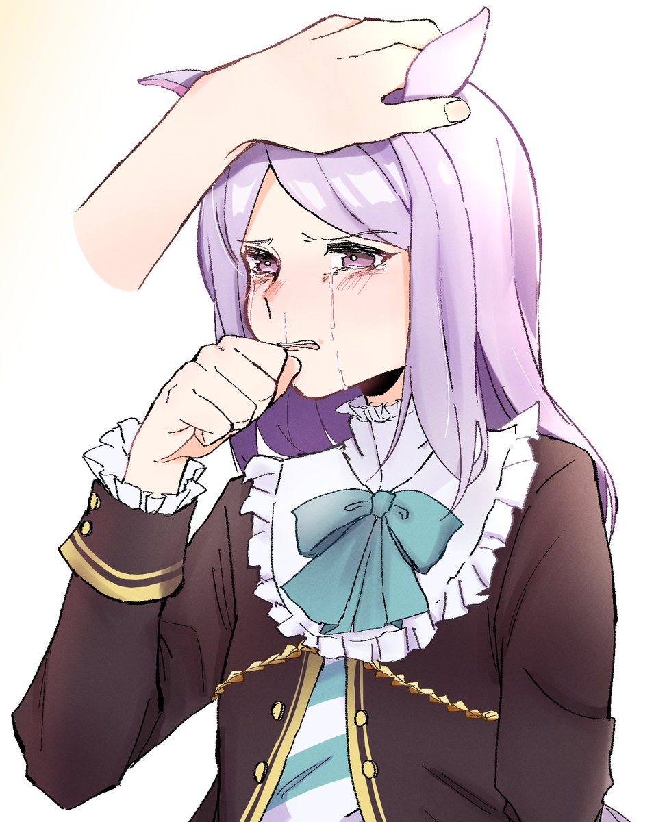 mejiro mcqueen (umamusume) 1girl animal ears horse ears long hair purple hair headpat purple eyes  illustration images