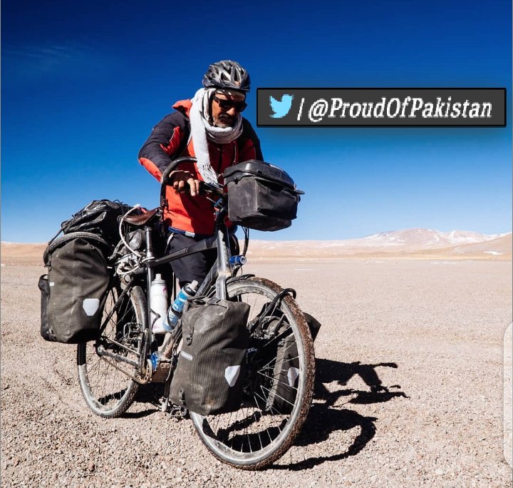 ProudOfPakistan's tweet photo. Talented People of Pakistan 

Kamran Ali @kamranonbike, is a cyclist photographer born &amp; raised in Layyah, Punjab.
He has been travelling the world by bicycle for the past six years and has cycled 50k km in 43 countries. Recently he finished a 3 and a half year.
#Awesomekhani💯🔥 https://t.co/LOP5tNu9LG