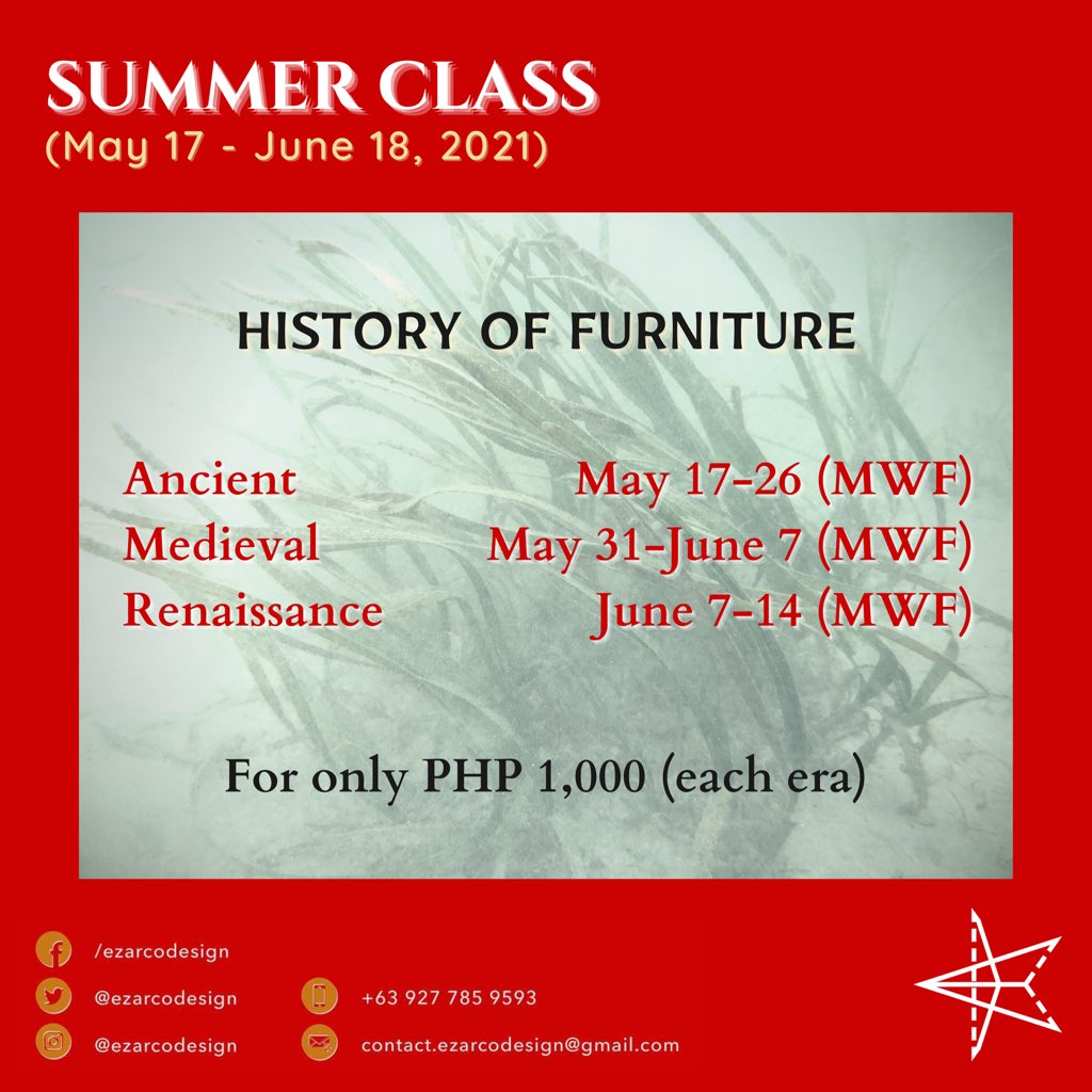 _zyxstudios's tweet photo. ‼️SUMMER CLASS: #History &amp; #Design‼️
 
March 16-May 16, 2021

Classes start on May 17-June 18, 2021

Open for ages 15 &amp; up

Fill up this form to enroll: https://t.co/xwMY1mpG1F

#EzarCoDesign #SummerClass #summer #OnlineClass #quarantine #pandemic #Covid19PH #vaccines #enrolment https://t.co/CAV6YVHDZj