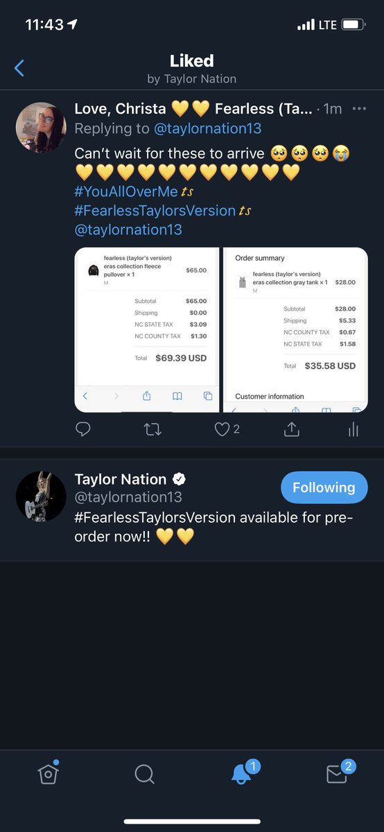 PaperRingsTS13's tweet photo. OMG THEY LIKED MY POST. TN LIKED MY POST. IS THIS EVEN REAL! WHAT IS BREATHING. π₯Ίπ₯Ίπ₯Ίπππππππππππππππππ #WHATISEVENLIFE #BRBCRYING #TNLIKEDMYTWEET #OMGGGGG #SWIFTIESINCE06 #NEVERLEFTNEVERWILL #LOVETAYLORSOMUCH #IMNOTOKAY @taylorswift @taylornation13 https://t.co/bHtgL405im