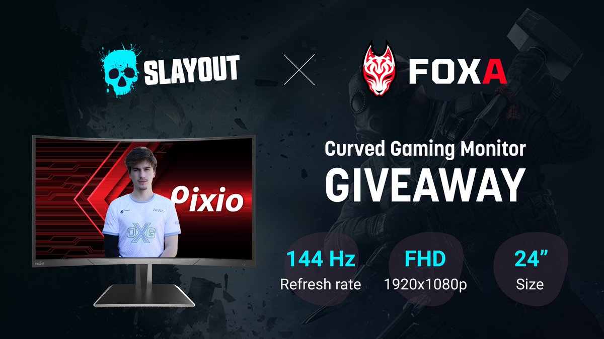 VastGG's tweet image. We're giving a 144Hz Curved Gaming Monitor to one lucky winner that retweets this and tags someone within the next 48 hours.

To enter:
- Follow @SlayOutgg  
- Follow @FoxA_R6