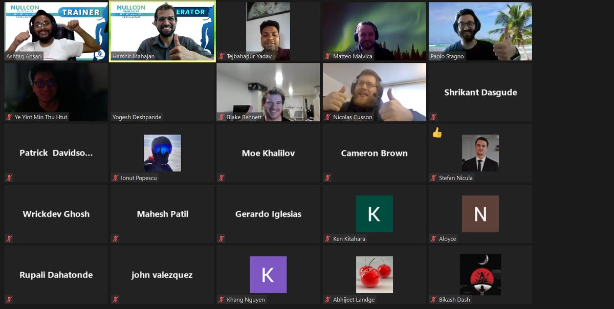 nullcon's tweet image. 🙌Here we come to an end of Nullcon Online March Trainings 2021 Batch 2▶️

👏Thank you to our Trainers Ashfaq @HackSysTeam, Mathias @gannimo &amp;amp; Ahmad @AhmadAHazimeh , Riddhi @_riddhishree, Mario @cure53berlin 

#Nullcon2021 #Infosec #Trainings #Hacking #Cybersecurity