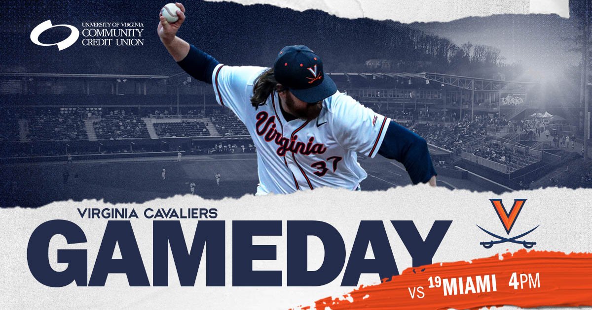 UVABaseball's tweet photo. Let's get it started! 

🅶🅰🅼🅴 1
🆚: No. 19 Miami
🕓: 4 PM
📺: ACCNX
📻: WINA
🎟: https://t.co/ZcxCUMowTz (Limited # available)
📝: https://t.co/r9wxdu8npg

#GoHoos https://t.co/8wsDPy5UDi