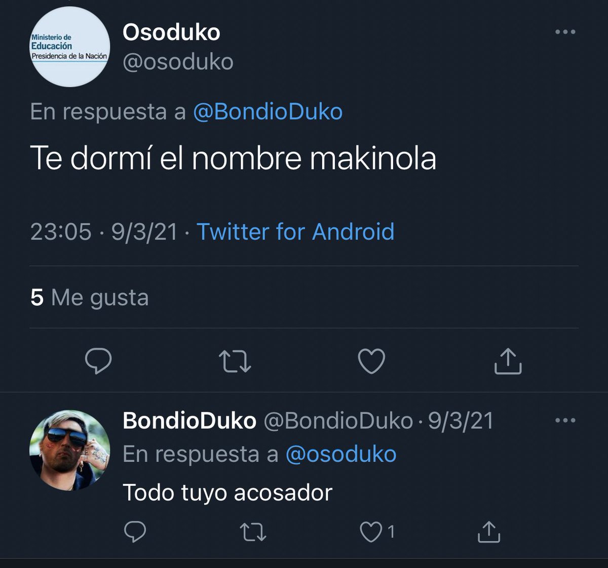 osoduko's tweet photo. Se cree el dueño de twitter, me agredio y publico un tw que luego borro para que sus seguidores me denuncien la cuenta después de decir esto, en que quedamos @BondioDuko https://t.co/xR61yt506v