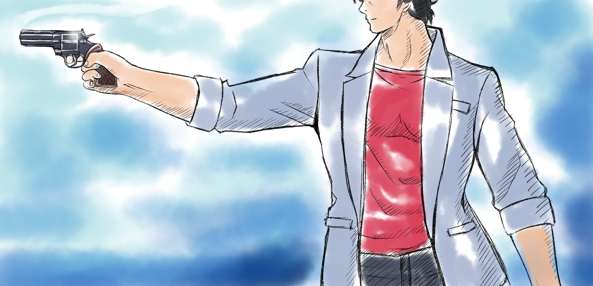 太一 Skeb募集中 本日の 誕生日 練習絵 スマホ壁紙用と差分 自分で使う用ですが おすそ分けにどうぞ シティーハンター より 冴羽獠 冴羽獠生誕祭21 絵描きさんと繋がたい イラスト好きさんと繋がりたい ワンドロ 毎日お絵かき T Co