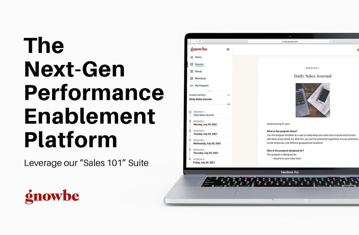 gnowbe's tweet image. 💡Increase On-the-job Performance for your Teams

🗣Gnowbe’s “Daily Sales Journal” allows you to engage your employees through daily performance tracking and learning.
 
👉🏼 Get a free copy of our Sales Playbook Product Guide here: bit.ly/getoursalespla…
 
#PerformanceEnablement