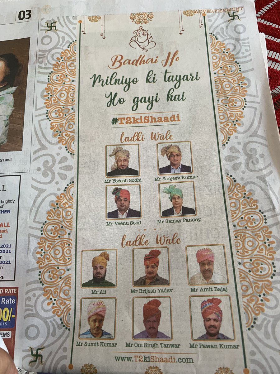 ASpaceB's tweet photo. @beastoftraal Would love to know your thoughts around this new ad in HTCity today of T2kishaadi...reverse look up on domain links to GO4Organic Milk Private Ltd and I think possibly marriage of some farm animals or some data capturing mechanism to increase user base. https://t.co/dV85i44OVE