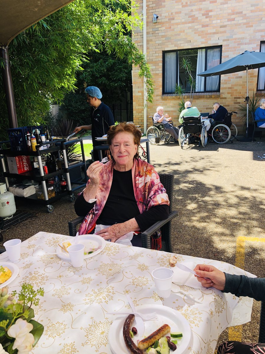 SummitCare's tweet photo. SummitCare Randwick is home to many nationalities, including Greeks so with the sun out, they held a barbecue on Greek Independence Day with staff &amp; residents including Bryan, Maureen, Peter, Joy and Teresita. 

#SummitCareRandwick #AgedcareAustralia #GreekIndependenceDay https://t.co/A51Eouc8vg