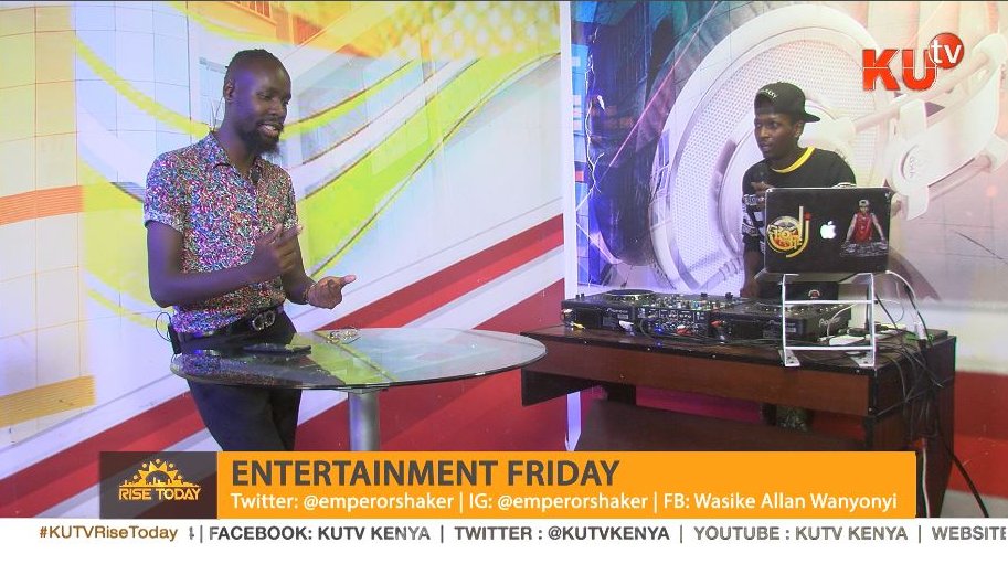kutv_kenya's tweet photo. It's #EntertainmentFriday with @EmperorShaker and on the decks, it's @geoffthedeejay
#TeamWikendi #fridaymorning https://t.co/WiQ6RDRYuE