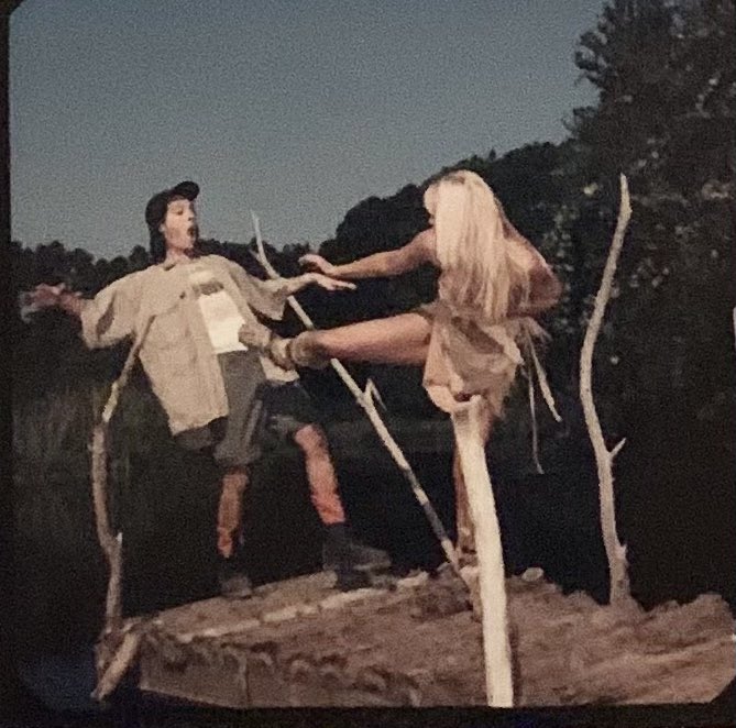 BillSchulz's tweet photo. My 2001 “Stuff Magazine” (RIP) photo shoot/profile of @GenaLeeNolin on the set of “Sheena: Queen Of The Jungle”. @MorninBillAndJo #TheChimpsStuntDouble #LateThrowbackThursday https://t.co/2WTv1VOYj3