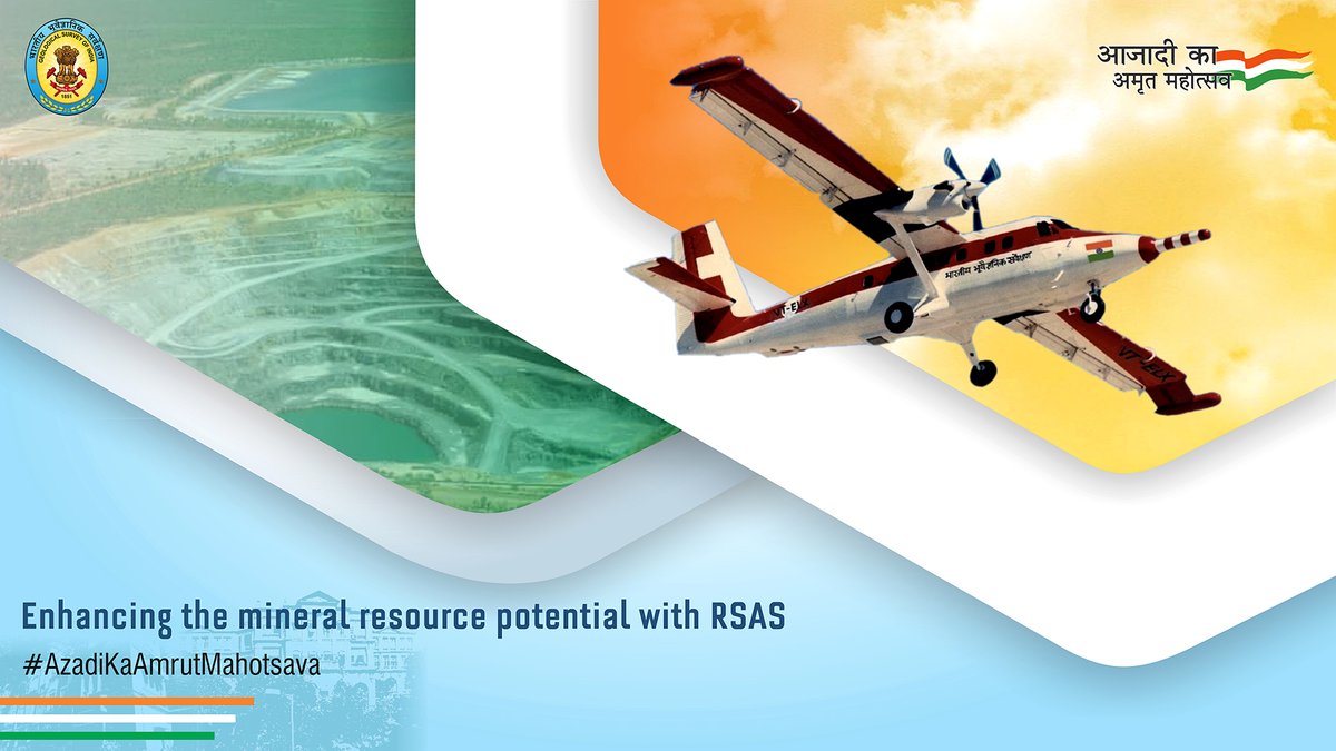GeologyIndia's tweet photo. GSI through its Remote Sensing and Aerial Surveys (RSAS) has engaged in Multi-sensor Airborne Geophysical survey. Since 1967, it has harnessed the emerging field of airborne geophysics to map the mineral zone.
#GSI #TOASS #BharatKaAmrutMahotsava https://t.co/FfL1YCxtry