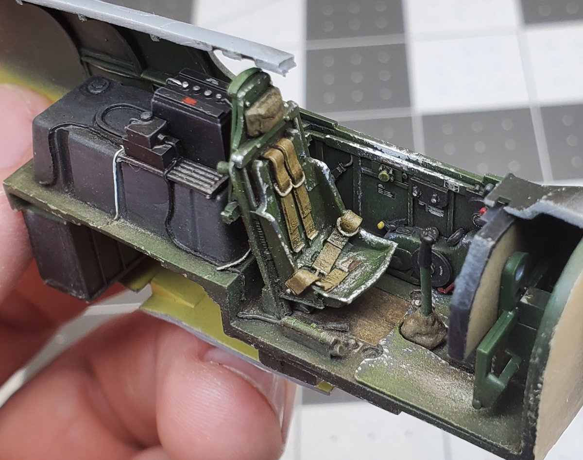 milmodelers's tweet photo. Cockpit is weathered and fuselage is closed on Col. Bud Anderson's P-51B-15-NA (SN43-24843) with Jaguar resin cockpit. #OldCrow #357th #yoxfordboys #tamiya #Mustang https://t.co/6pDxIeH2bw