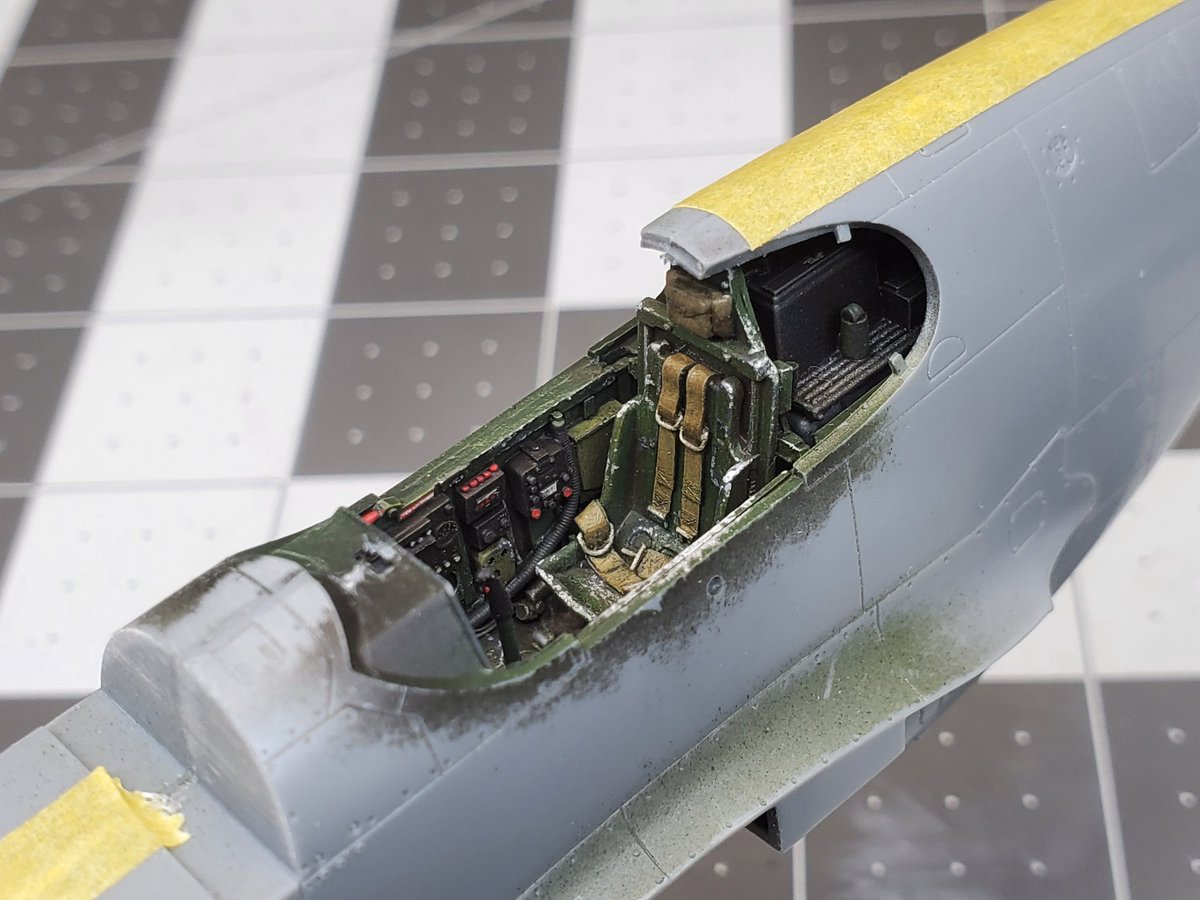 milmodelers's tweet photo. Cockpit is weathered and fuselage is closed on Col. Bud Anderson's P-51B-15-NA (SN43-24843) with Jaguar resin cockpit. #OldCrow #357th #yoxfordboys #tamiya #Mustang https://t.co/6pDxIeH2bw
