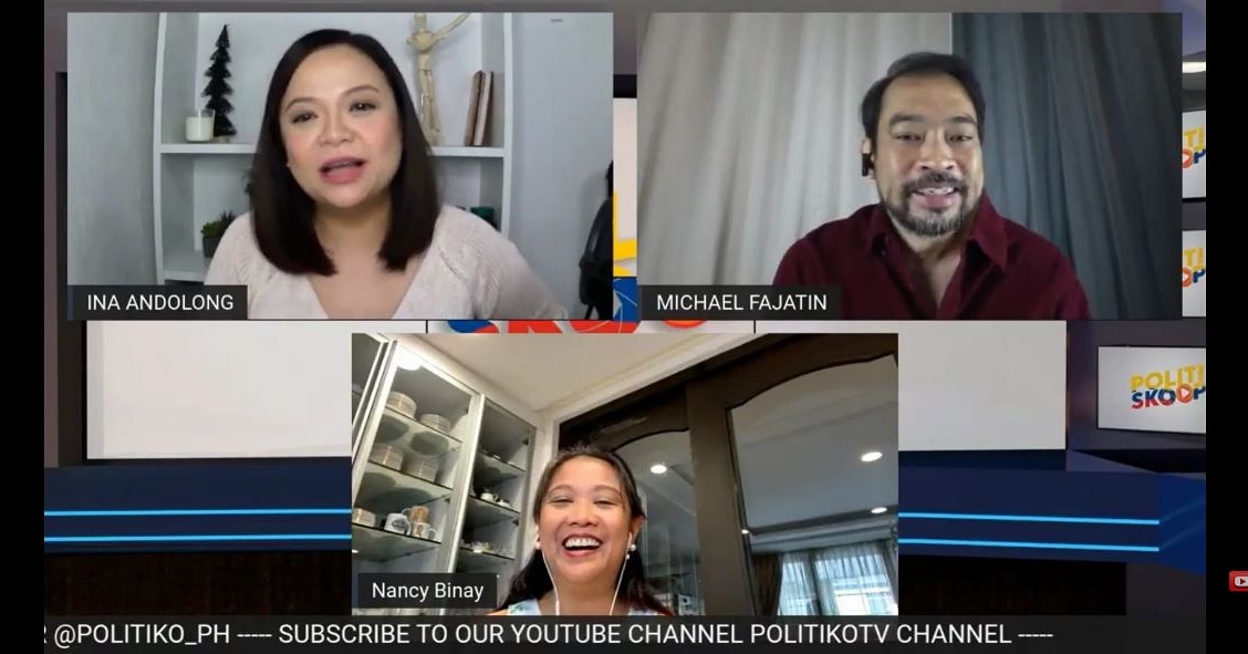 AteNancyBinay's tweet photo. Maraming salamat @InaAndolong  at @michaelfajatin sa isang masayang talakayan sa inyong programang #POLITISKOOP. https://t.co/wHAMzN7Ud6