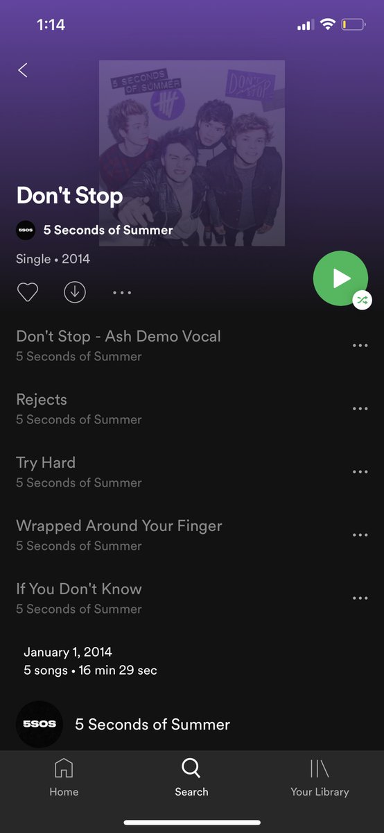 aileen_mcgovern's tweet photo. @5SOS I will be committing arson once per day until you somehow let me play this on Spotify. Think about this. https://t.co/Hok1CVqpD5