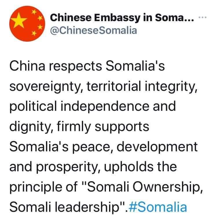 Chine-Way Ku Mahadsantahey Tixgalinta ay Tixgalineyso Dowladnimada Soomaliya ee Curdanka ah Waana Tilaabo Bogaadin Mudane.