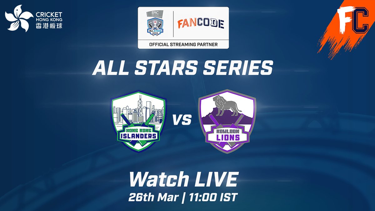 FanCode's tweet photo. ๐ Match 2 of the #AllStarsSeries is now LIVE!
๐บ Click here to watch Hong Kong Islanders ๐ Kowloon Lions ๐ https://t.co/aSJSWZmwEn
.
.
#cricket #FanCode #CricketOnfanCode #AllStarsSeriesOnFanCode @CricketHK https://t.co/usmbOheGsE