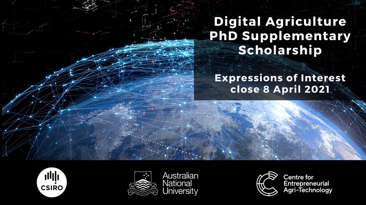 ANUAgrifood's tweet photo. Have you already applied for an ANU PhD base scholarship? Then you're eligible to apply for the Digital Ag PhD top-up award! More info available here https://t.co/ZcNKJUZbvw #fundingopportunity #agriculture #AgDoneDifferently @CSIRO @scienceANU  @ANUFennerSchool https://t.co/83VnUhLlLb