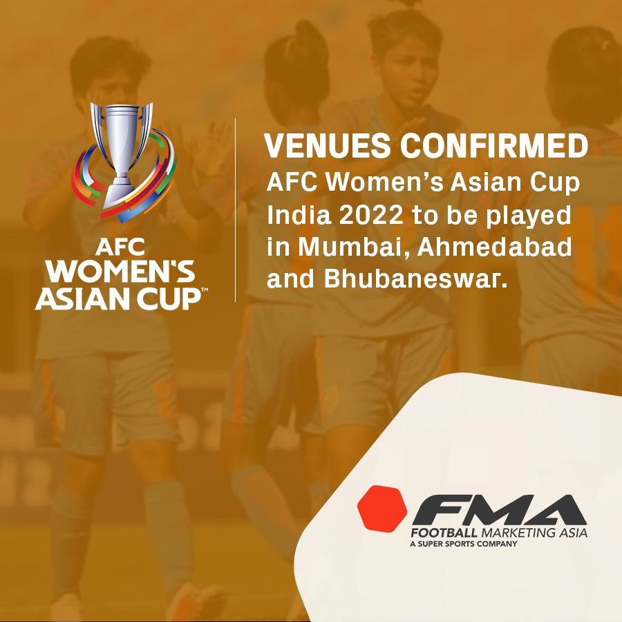 fmasiaOfficial's tweet photo. 🚨 The #AFC and the AFC Women’s Asian Cup India 2022 Local Organising Committee (LOC) have today confirmed the three host cities, which will stage the Continent’s premier women’s national team competition

#afc #fma #football #womensfootball #sportsmarketing https://t.co/B3YRd8nCe5
