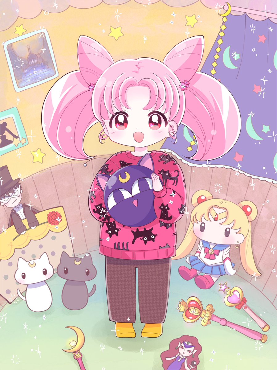 見た人も無言でピンク髪美少女貼れ ふっふっふー りんぴよ くすのきりんのイラスト