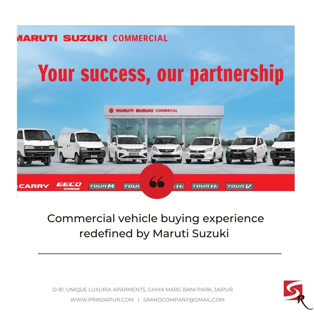 srrelations's tweet photo. Commercial vehicle buying experience redefined by Maruti Suzuki
#businessideas #India #VocalForLocal #Jaipur #NarendraModi #srpublicrelations #Businesssource #advertising #MakeInIndia #Businessinsider #Indian #publicrelations https://t.co/bOALjkBNIZ