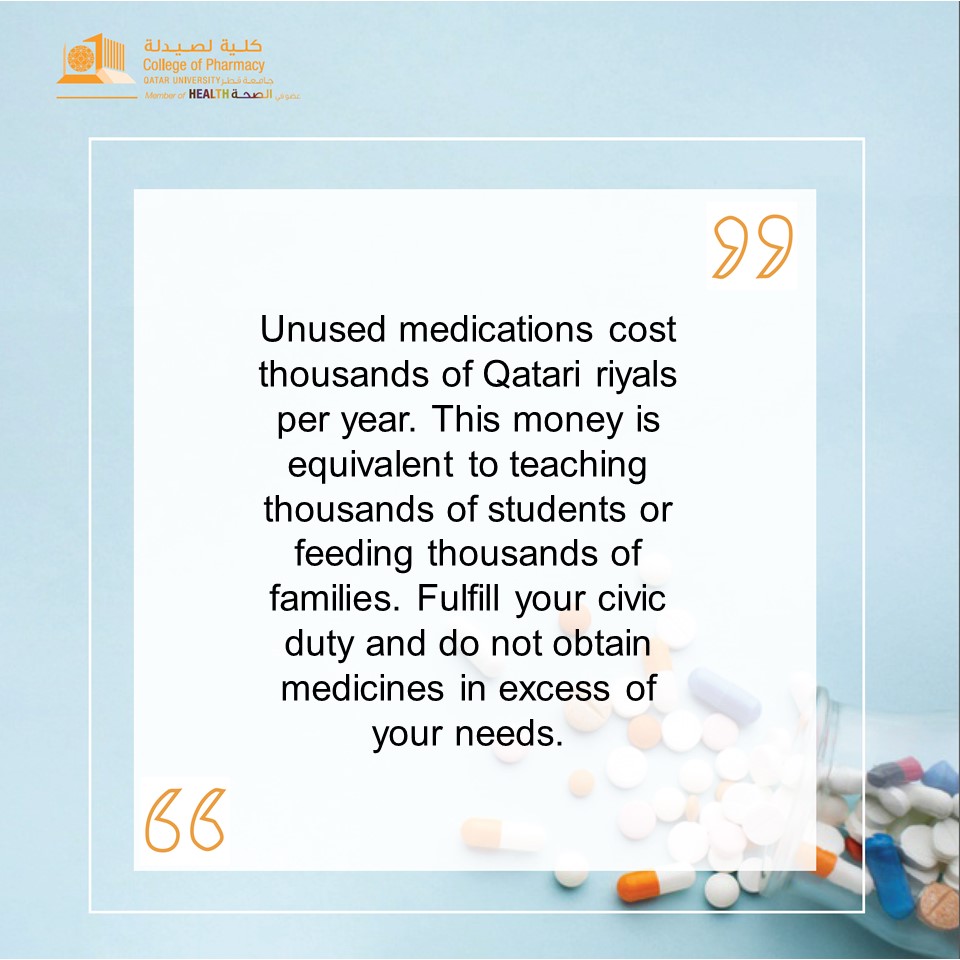 Message of the Day #cph #pharmacy #outreachcampaign #unusedmesdications 

@QUpharmacysrb
@QU_Health
@QPhUS_Qatar